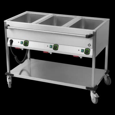 Cărucior bain marie electric GN 3-1/1 controlere pe latura lungă cu raft - BMPD 3120