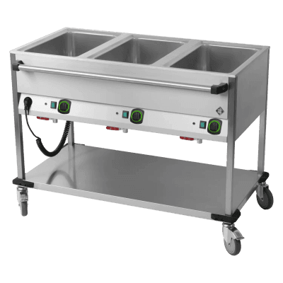 Cărucior bain marie electric GN 3-1/1 controlere pe latura lungă cu raft - BMPD 3120
