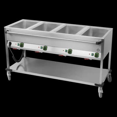 Cărucior bain marie electric GN 4-1/1 controlere pe latura lungă cu raft - BMPD 4120