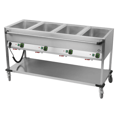 Cărucior bain marie electric GN 4-1/1 controlere pe latura lungă cu raft - BMPD 4120