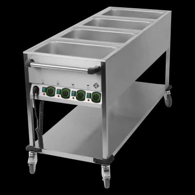 Cărucior bain marie electric GN 4-1/1 controlere pe latura scurtă cu raft - BMPK 4120