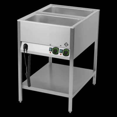 Bain marie staționar electric GN 2-1/1 controlere pe latura scurtă cu raft - BMSK 2120
