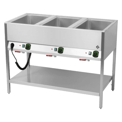 Bain marie staționar electric GN 3-1/1 controlere pe latura lungă cu raft - BMSD 3120