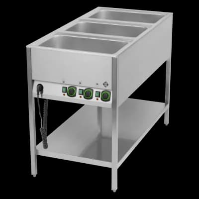 Bain marie staționar electric GN 3-1/1 controlere pe latura scurtă cu raft - BMSK 3120
