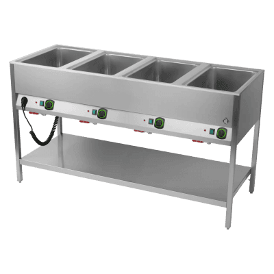 Bain marie staționar electric GN 4-1/1 controlere pe latura lungă cu raft - BMSD 4120