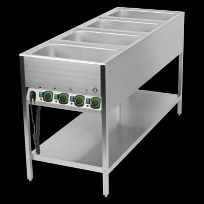 Bain marie staționar electric GN 4-1/1 controlere pe latura scurtă cu raft - BMSK 4120