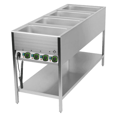 Bain marie staționar electric GN 4-1/1 controlere pe latura scurtă cu raft - BMSK 4120