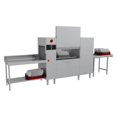 Mașină de spălat vase cu bandă transportoare 200 coșuri/oră apă caldă, ieșire stânga - A 200 ABT LX