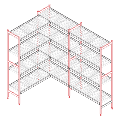 Latură centrală din aluminiu 1700x373 mm - Stojina 1700 mm