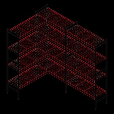 Raft din aluminiu cu grile din polietilenă complet 475x974 mm - Police 475 / 974 mm