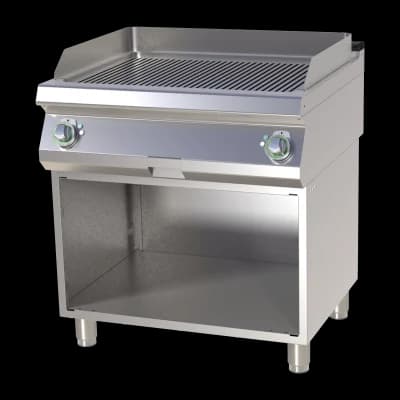 Plită fry-top canelată cromată cu dulap - FTRC 780 E