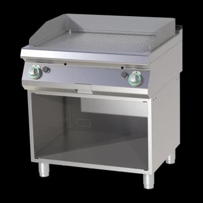 Plită fry-top canelată cromată pe dulap deschis - FTRC 780 G