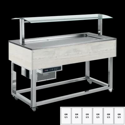 Vitrină insulă refrigerată GN 6-1/1 Hemlock - ES LIME+ 6H