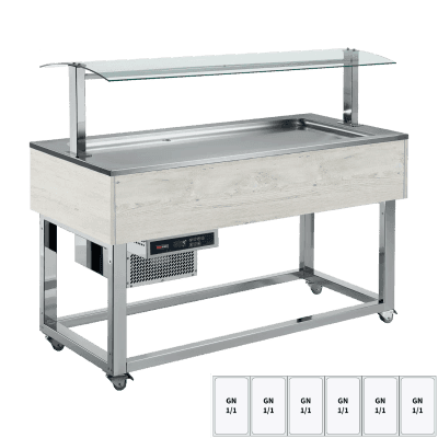 Vitrină insulă refrigerată GN 6-1/1 Hemlock - ES LIME+ 6H