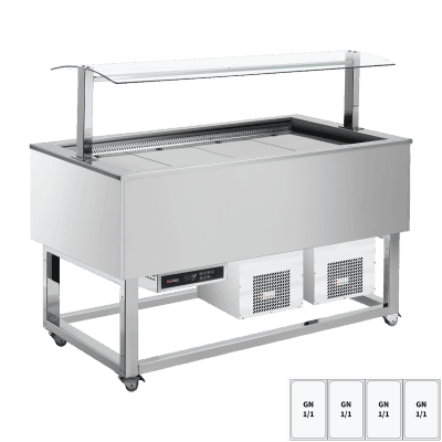 Vitrină insulă refrigerată GN 4-1/1 RAL - ES BLUE+ 4R