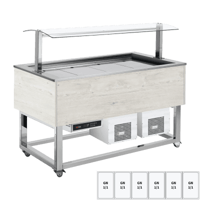 Vitrină insulă refrigerată GN 6-1/1 Hemlock - ES BLUE+ 6H