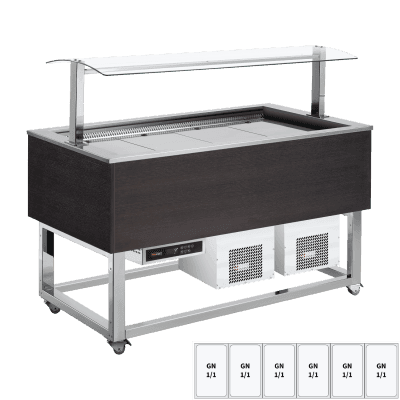 Vitrină insulă refrigerată GN 6-1/1 Wenge - ES BLUE+ 6W