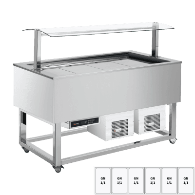 Vitrină insulă refrigerată GN 6-1/1 RAL - ES BLUE+ 6R