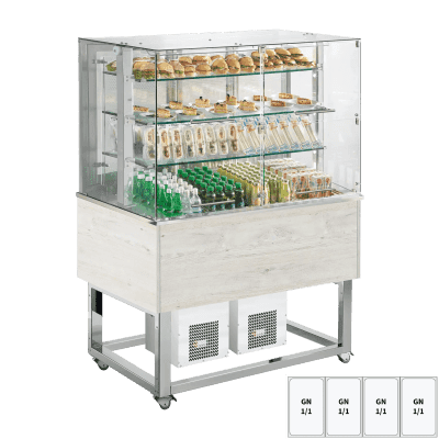 Vitrină refrigerată GN 4-1/1 capac inferior, deschidere laterală, Hemlock - ES PLATINUM+ 4H DS