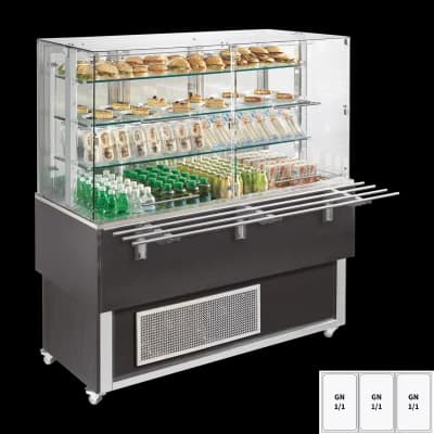 Vitrină refrigerată GN 3-1/1 capac inferior, deschidere în sus, Wenge - ES PLATINUM+ 3W DF