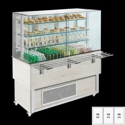 Vitrină refrigerată GN 3-1/1 capac inferior, deschidere laterală, Hemlock - ES PLATINUM+ 3H DS