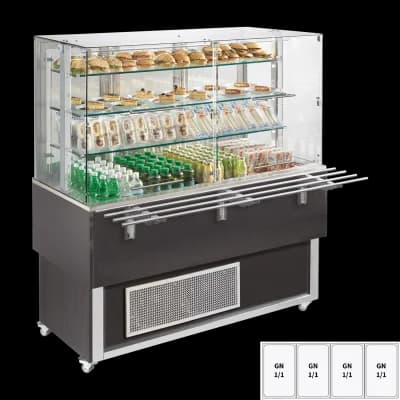 Vitrină refrigerată GN 4-1/1 capac inferior, deschidere în sus, Wenge - ES PLATINUM+ 4W DF