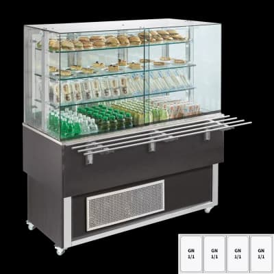 Vitrină refrigerată GN 4-1/1 capac inferior, deschidere laterală, Wenge - ES PLATINUM+ 4W DS
