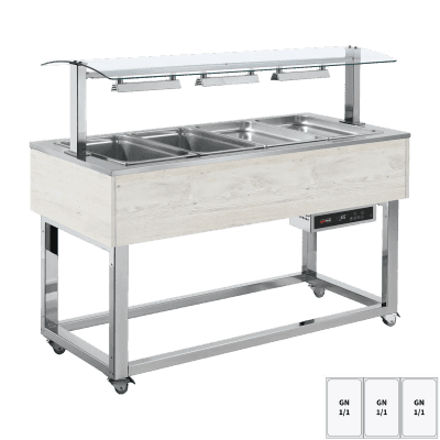 Vitrină insulă încălzită, baie maria GN 3-1/1 Hemlock - ES RED+ 3H