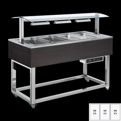 Vitrină insulă încălzită, bain-marie GN 3-1/1 Wenge - ES RED+ 3W