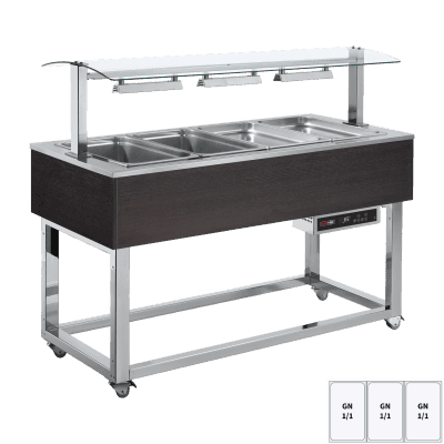 Vitrină insulă încălzită, baie maria GN 3-1/1 Wenge - ES RED+ 3W