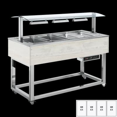 Vitrină insulă încălzită, bain-marie GN 4-1/1 Hemlock - ES RED+ 4H