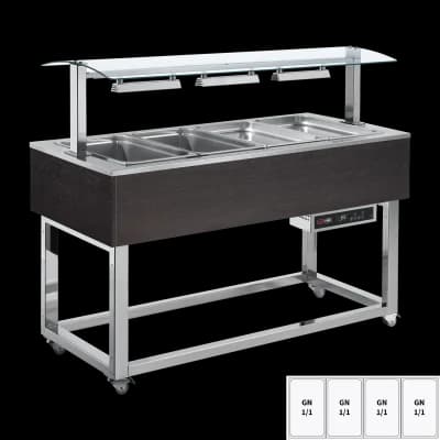 Vitrină insulă încălzită, bain-marie GN 4-1/1 Wenge - ES RED+ 4W