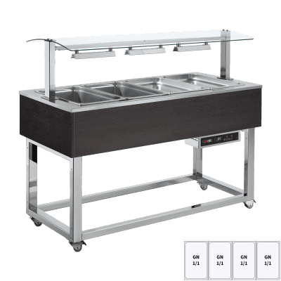 Vitrină insulă încălzită, baie maria GN 4-1/1 Wenge - ES RED+ 4W