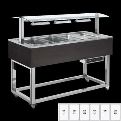 Vitrină insulă încălzită, bain-marie GN 6-1/1 Wenge - ES RED+ 6W