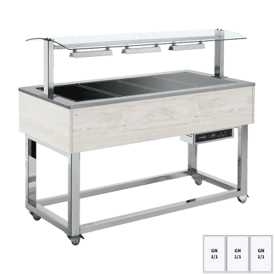 Vitrină insulă încălzită, ceramică sticlă GN 3-1/1 Hemlock - ES BROWN+ 3H