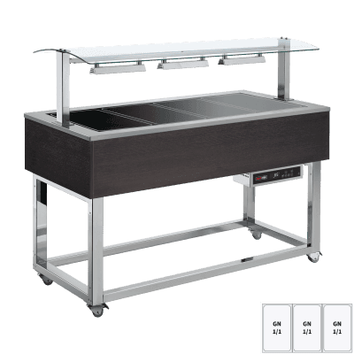 Vitrină insulă încălzită, ceramică sticlă GN 3-1/1 Wenge - ES BROWN+ 3W