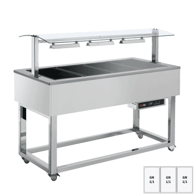 Vitrină insulă încălzită, ceramică sticlă GN 3-1/1 RAL - ES BROWN+ 3R