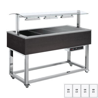 Vitrină insulă încălzită, ceramică sticlă GN 4-1/1 Wenge - ES BROWN+ 4W