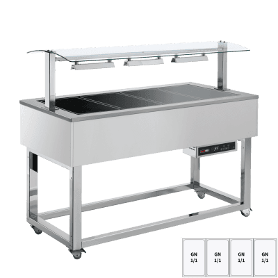 Vitrină insulă încălzită, ceramică sticlă GN 4-1/1 RAL - ES BROWN+ 4R