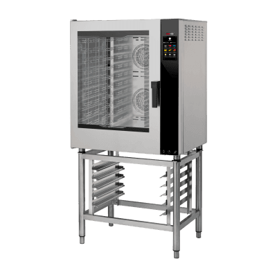 Cuptor cu convecție electric versiune întărită Abur direct Ecran tactil color Curățare automată Ușă cu balamale stânga 10x GN 1/1 - MPDN 1011 X ELAM