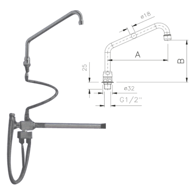 Robinet cu acționare la genunchi cu amestecător - KOB 1