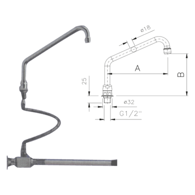 Robinet cu acționare la genunchi fără amestecător - KOB 2