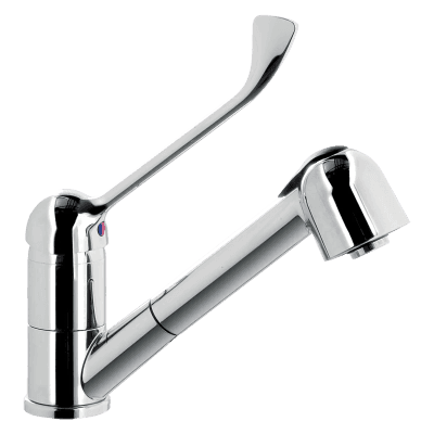 Amestecător chiuvetă o gaură cu duș detașabil și manetă clinică neagră - BSV 1