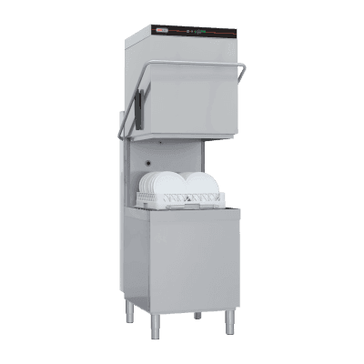 Mașină de spălat vase tip hotă perete simplu cu pompă de scurgere comenzi pe PARTEA DE SUS 50x50 - 400 V - QQI 102 P/TOP