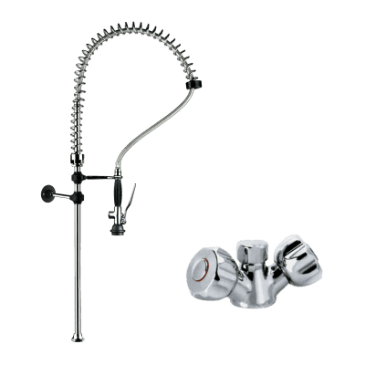 Baterie chiuvetă o gaură cu duș și valvă de nerevenire - DOC 1+