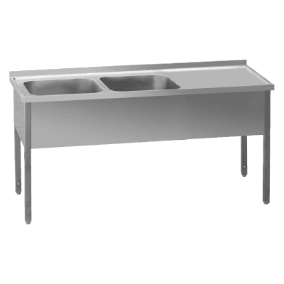 Masă de spălat 160x60x90 - 2x chiuvetă 40x50x30 zonă scurgere dreapta - MSDOP 6016