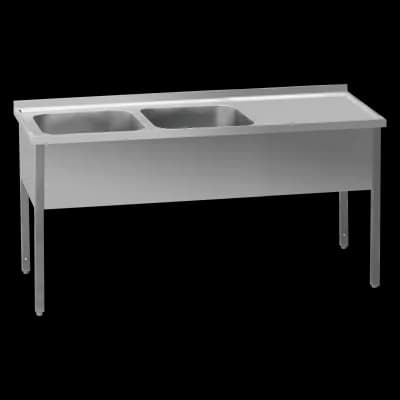 Masă de spălat 190x60x90 - 2x chiuvetă 40x50x30 zonă scurgere dreapta - MSDOP 6019