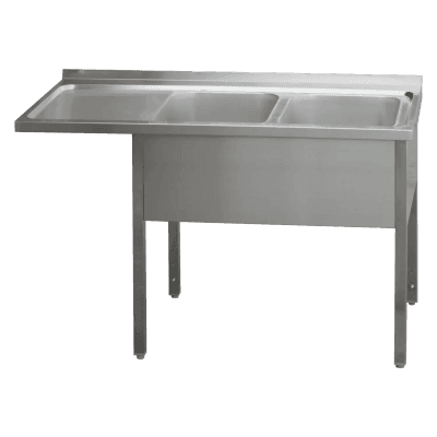 Masă de spălat 160x70x90 - 2x chiuvetă 40x50x30 zonă scurgere stânga - MSDOL/M 7016