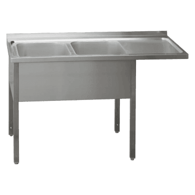 Masă de spălat 160x70x90 - 2x chiuvetă 40x50x30 zonă scurgere dreapta - MSDOP/M 7016