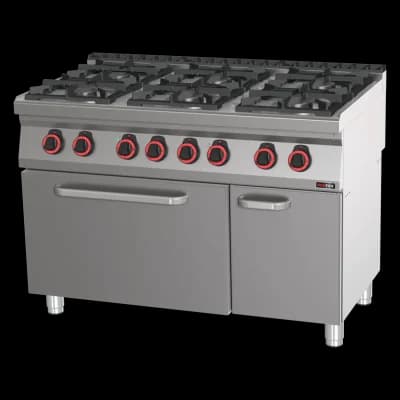 Mașină de gătit combinată cu cuptor electric static GN 2/1 - 6x arzător ECO - SPBT 70/120 21 GE